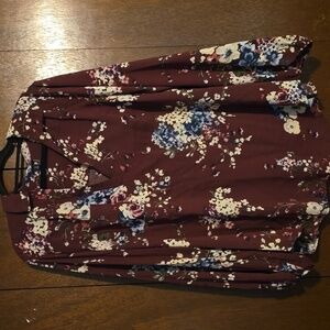 Torrid Harper Floral Long Sleeved Collared Pullover Top